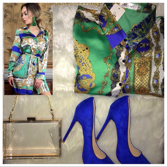 🚨1 left! 🚨 Rhoyal Printed Scarf Dress - Picture 3 of 6